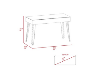 Arizona 120 Drawer Desk, Hairpin Legs, One Drawer