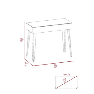 120 Drawer Desk Rolo, Four Legs, One Drawer, Mahogany Finish