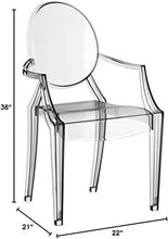 Modway Casper Modern Acrylic Stacking Kitchen and Dining Room Arm Chair in Clear - Fully Assembled