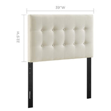 Modway Emily Tufted Button Linen Fabric Upholstered Twin Headboard in Ivory
