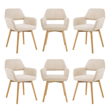 Desk Chair No Wheels Vanity Chair Makeup Chair Comfy Accent Chair for Living Dining Room Bedroom Home Office Mid Century Modern Upholstered Arm Chair Sofa Chair with Wood Legs (Wool White, 1)