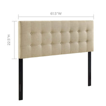 Modway Emily Tufted Button Linen Fabric Upholstered Twin Headboard in Ivory