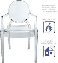 Modway Casper Modern Acrylic Stacking Kitchen and Dining Room Arm Chair in Clear - Fully Assembled