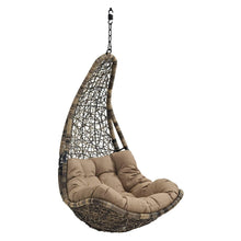 Modway Abate Wicker Rattan Outdoor Patio Porch Lounge Swing Chair Set with Stand in Gray White
