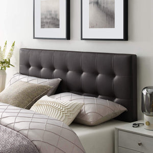 Modway Lily Tufted Faux Leather Upholstered King Headboard in Black