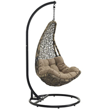 Modway Abate Wicker Rattan Outdoor Patio Porch Lounge Swing Chair Set with Stand in Gray White