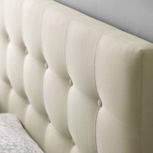 Modway Emily Tufted Button Linen Fabric Upholstered Twin Headboard in Ivory