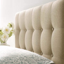 Modway Emily Tufted Button Linen Fabric Upholstered Twin Headboard in Ivory
