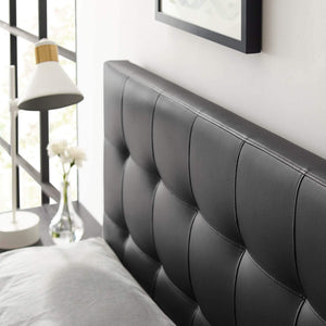 Modway Lily Tufted Faux Leather Upholstered King Headboard in Black