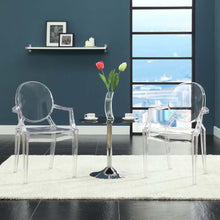 Modway Casper Modern Acrylic Stacking Kitchen and Dining Room Arm Chair in Clear - Fully Assembled