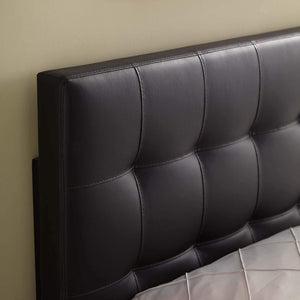 Modway Lily Tufted Faux Leather Upholstered King Headboard in Black