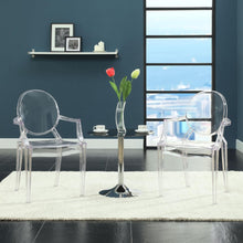 Modway Casper Modern Acrylic Stacking Kitchen and Dining Room Arm Chair in Clear - Fully Assembled