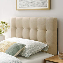 Modway Emily Tufted Button Linen Fabric Upholstered Twin Headboard in Ivory