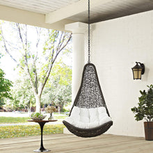 Modway Abate Wicker Rattan Outdoor Patio Porch Lounge Swing Chair Set with Stand in Gray White