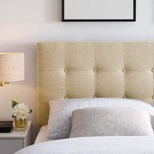 Modway Emily Tufted Button Linen Fabric Upholstered Twin Headboard in Ivory