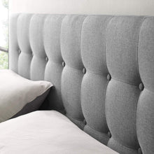 Modway Emily Tufted Button Linen Fabric Upholstered Twin Headboard in Ivory