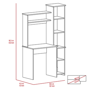 Aramis Desk With Hutch, Five Shelves