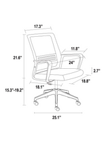 Fukuoka Office Chair, Nylon Base,Fixed Handrail