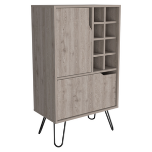 Zamna L Bar Single Door Cabinet, Eight Wine Cubbies