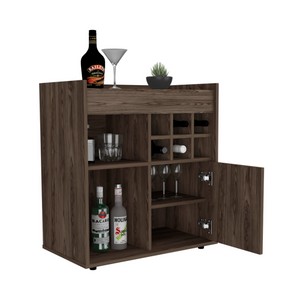 Pasadena Bar Cabinet With Divisions, Two Concealed Shelves, Six Cubbies