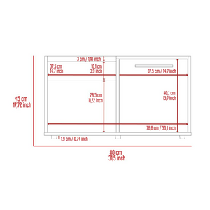 Ambar Coffee Table, One Open Shelf, Single Door Cabinet