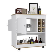 Lotus Bar CartSix Bottle Cubbies, One Cabinet, Four Casters