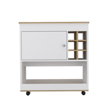 Lotus Bar CartSix Bottle Cubbies, One Cabinet, Four Casters