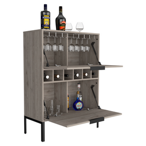 Staten Bar Cabinet, Six Wine Cubbies, Two Door Flexible Cabinets