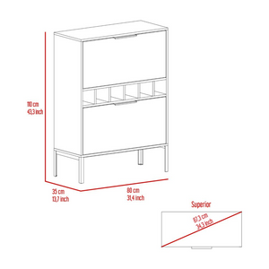 Staten Bar Cabinet, Six Wine Cubbies, Two Door Flexible Cabinets