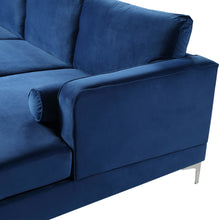 U-Shape Sectional Sofa with Two Pillows in Blue