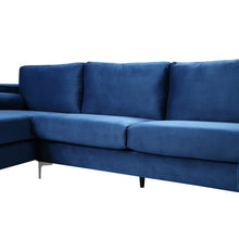 U-Shape Sectional Sofa with Two Pillows in Blue