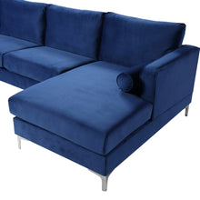 U-Shape Sectional Sofa with Two Pillows in Blue