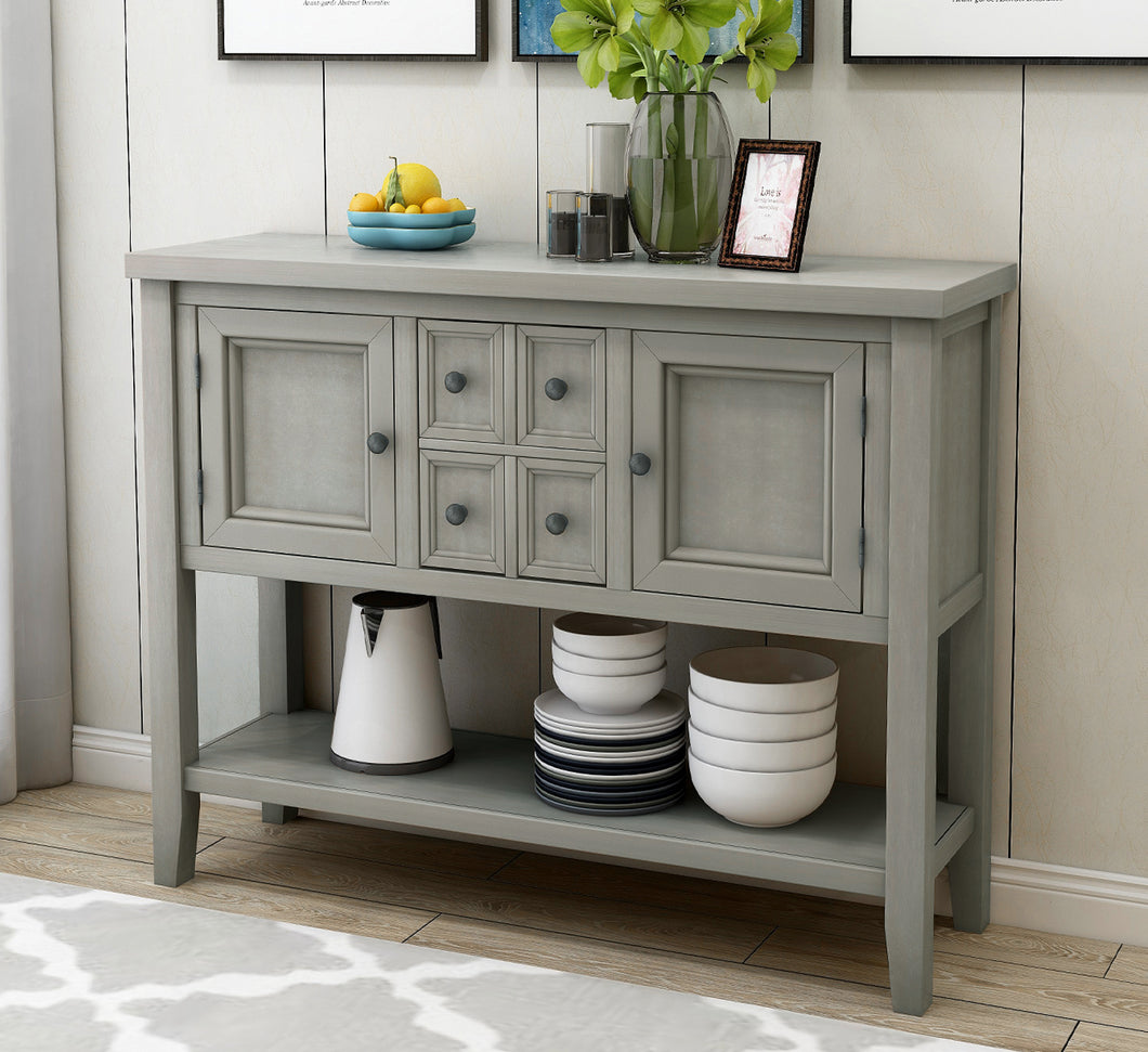 Cambridge Sideboard Console Table with Bottom Shelf (Antique Gray)