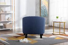 Barrel Accent Chair with nailheads in Black/ Navy Linen