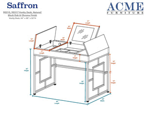 Saffron Vanity Desk in Black Oak & Chrome