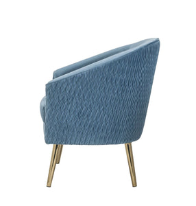Benny Accent Chair, Blue Velvet & Gold
