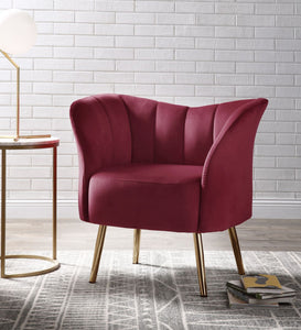 Reese Accent Chair, Burgundy Velvet & Gold