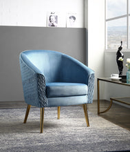 Benny Accent Chair, Blue Velvet & Gold