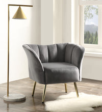 Reese Accent Chair, Gray Velvet & Gold