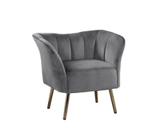 Reese Accent Chair, Gray Velvet & Gold