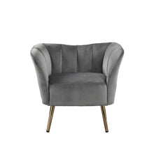 Reese Accent Chair, Gray Velvet & Gold