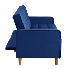 Quadra Upholstered Sofa Sleeper in Blue Velvet