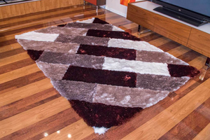 3D Parquette Shaggy Area Rug