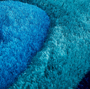 3D Ocean Waves Blue Shag Area Rug